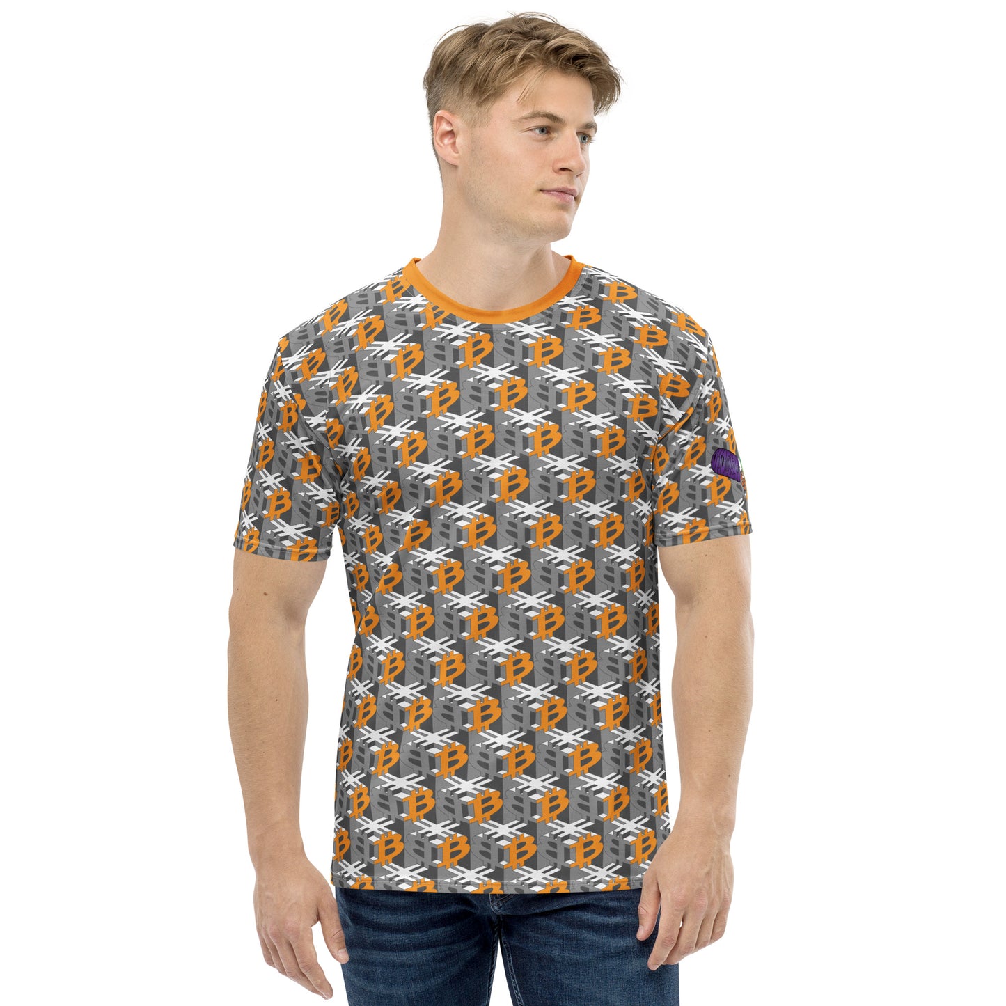 Bitcoin Dice Lattice Men's Crew Neck T-Shirt - Gray