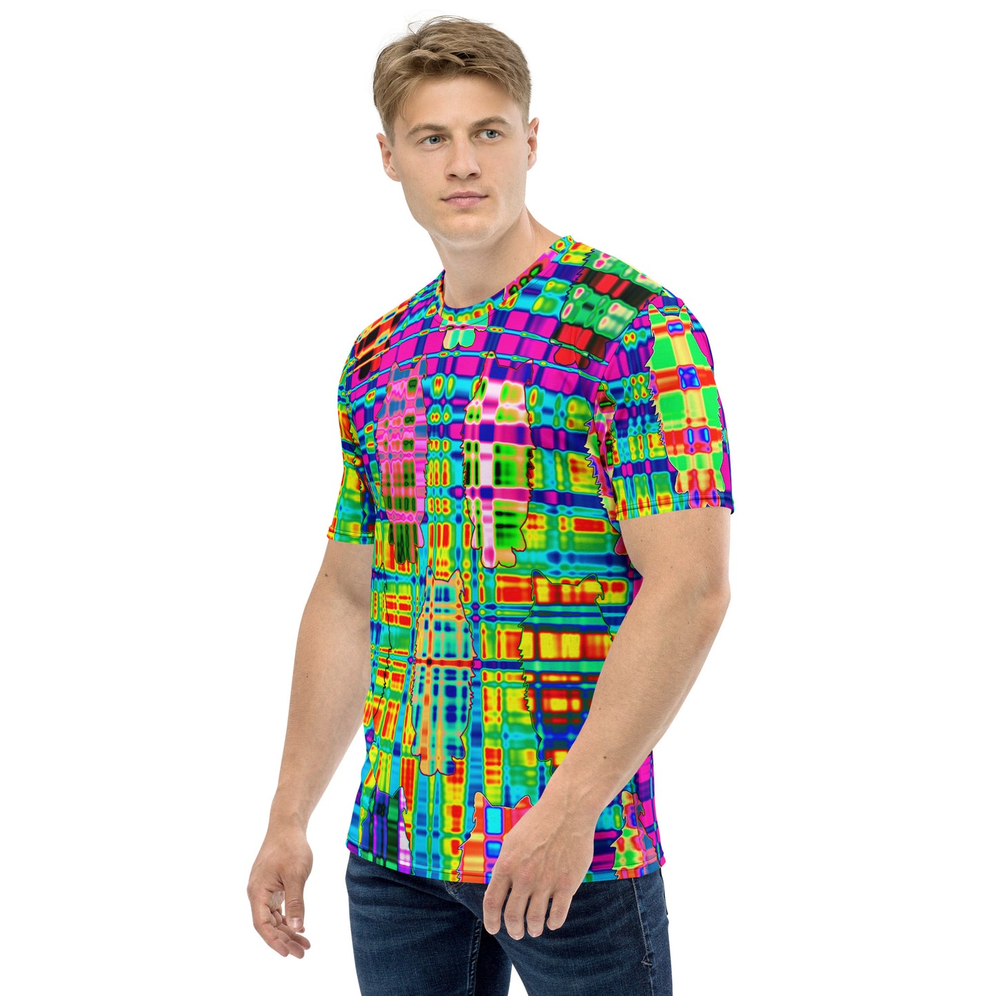Colorful Cat Wave Men's T-Shirt