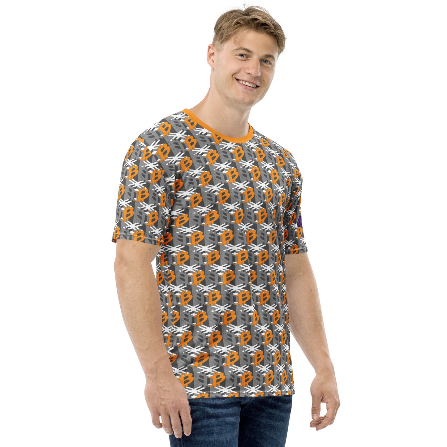 Bitcoin Dice Lattice Men's Crew Neck T-Shirt - Gray
