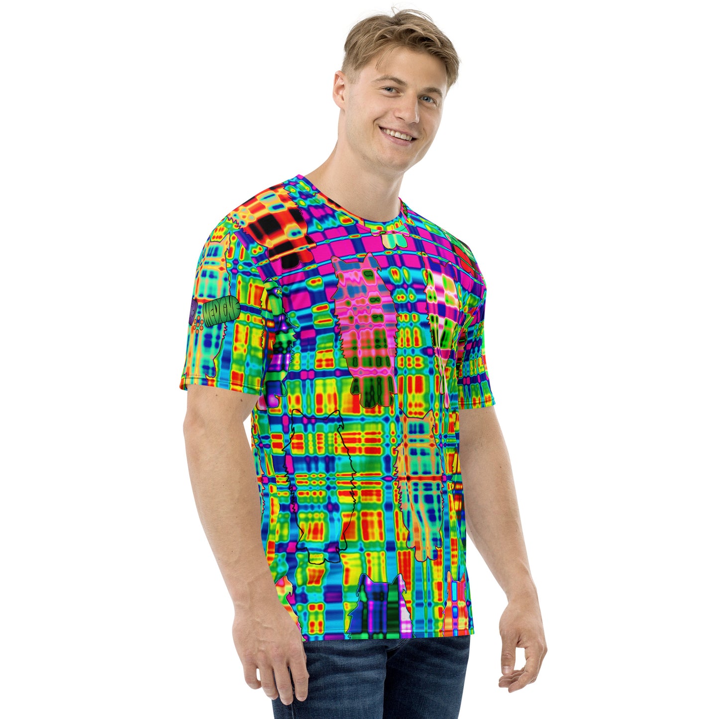 Colorful Cat Wave Men's T-Shirt
