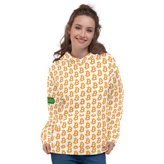 Bitcoin Polka Dot White Unisex Hoodie