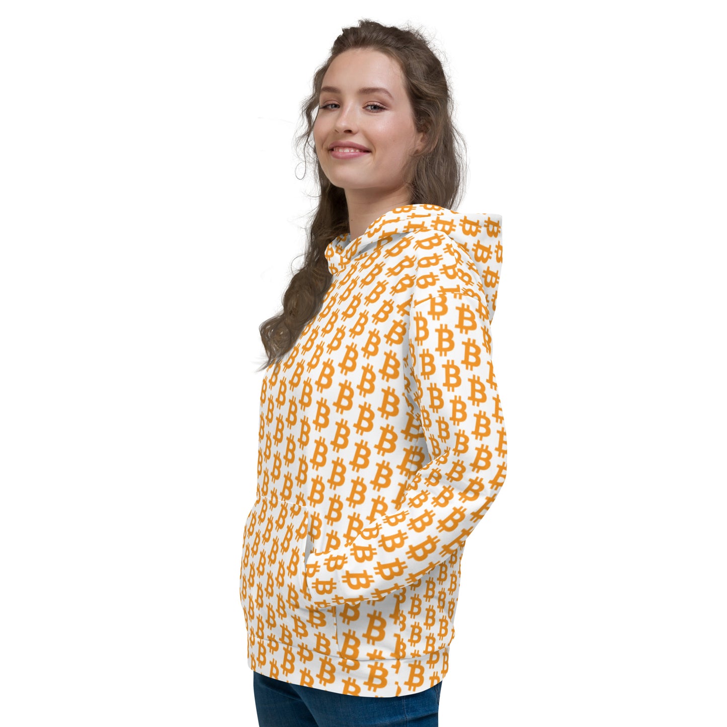 Bitcoin Polka Dot White Unisex Hoodie
