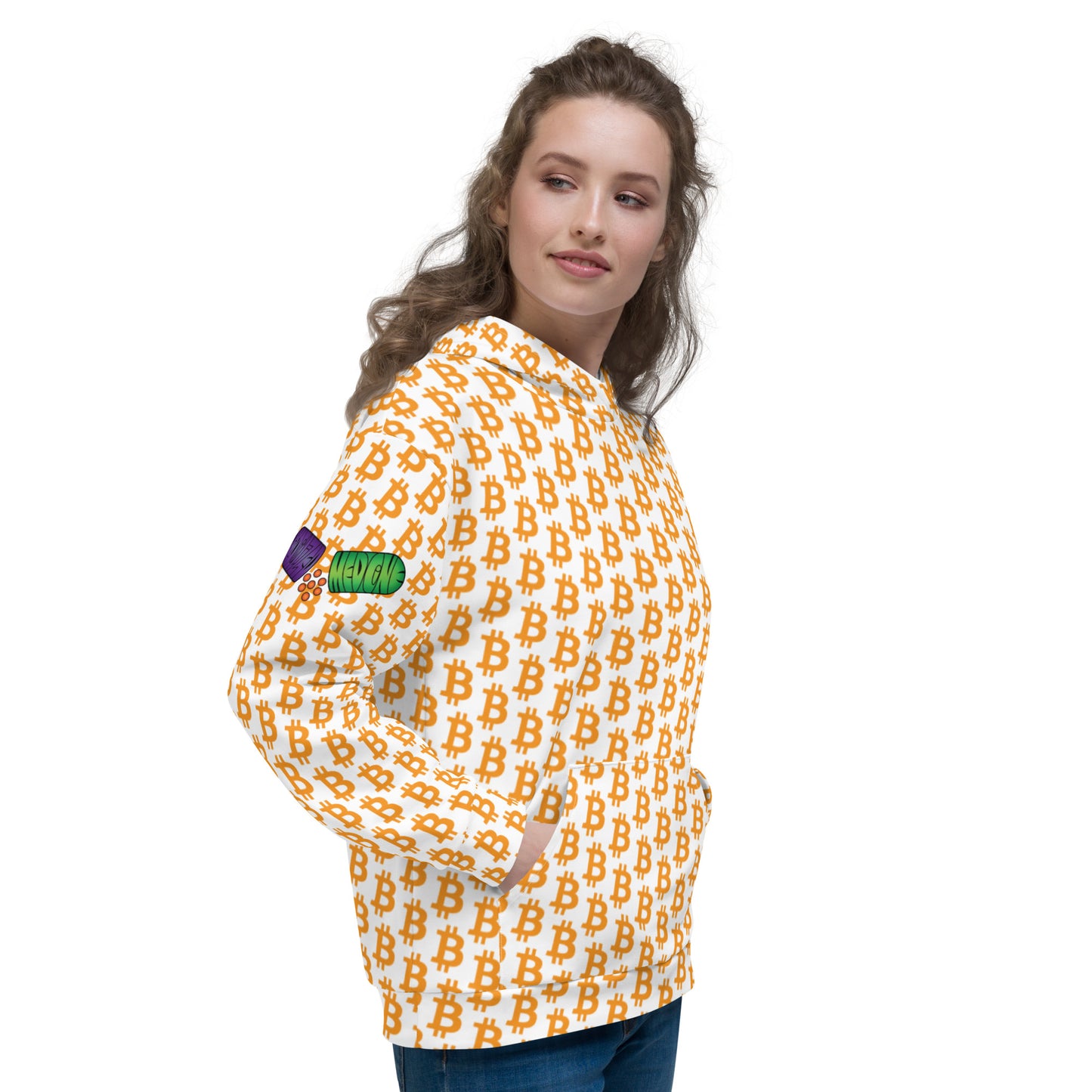 Bitcoin Polka Dot White Unisex Hoodie