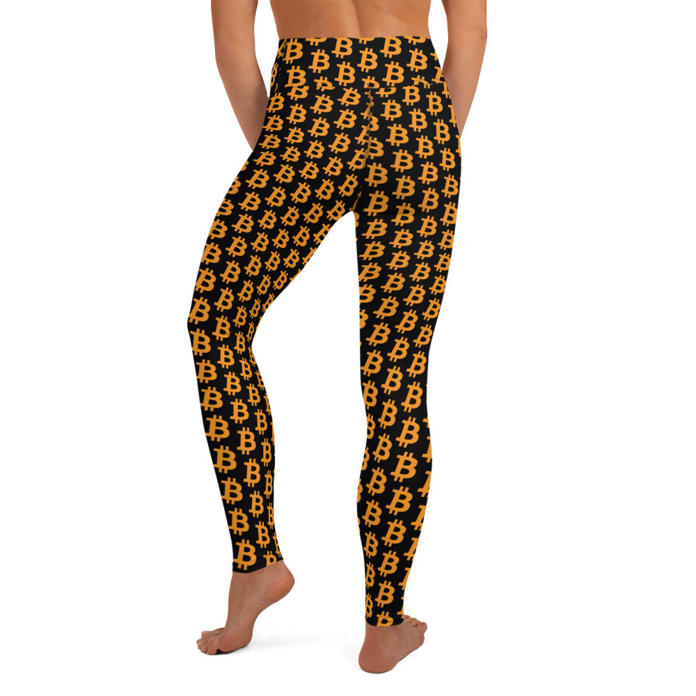 Bitcoin Polka Dot Black Yoga Leggings