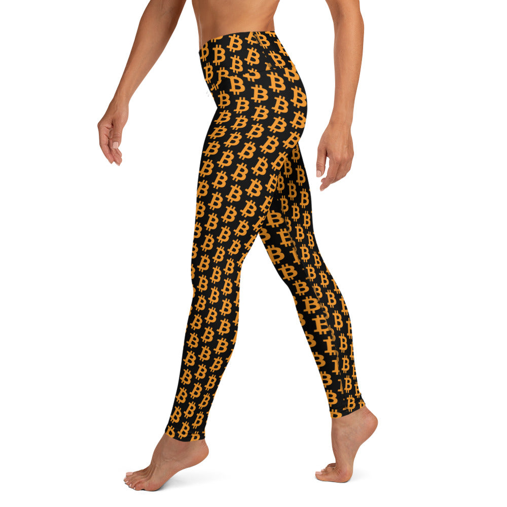 Bitcoin Polka Dot Black Yoga Leggings