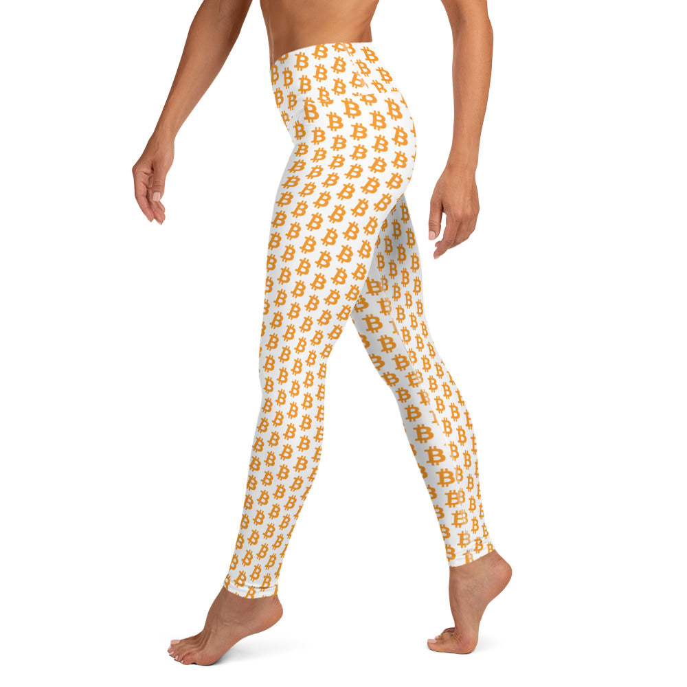 Bitcoin Polka Dot White Yoga Leggings