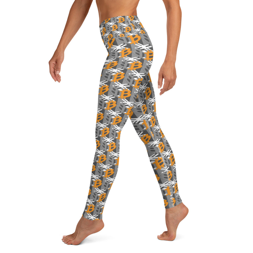 Bitcoin Dice Lattice Gray Yoga Leggings