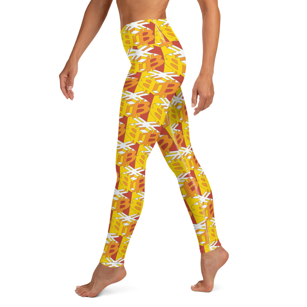 Bitcoin Dice Lattice Red Yoga Leggings