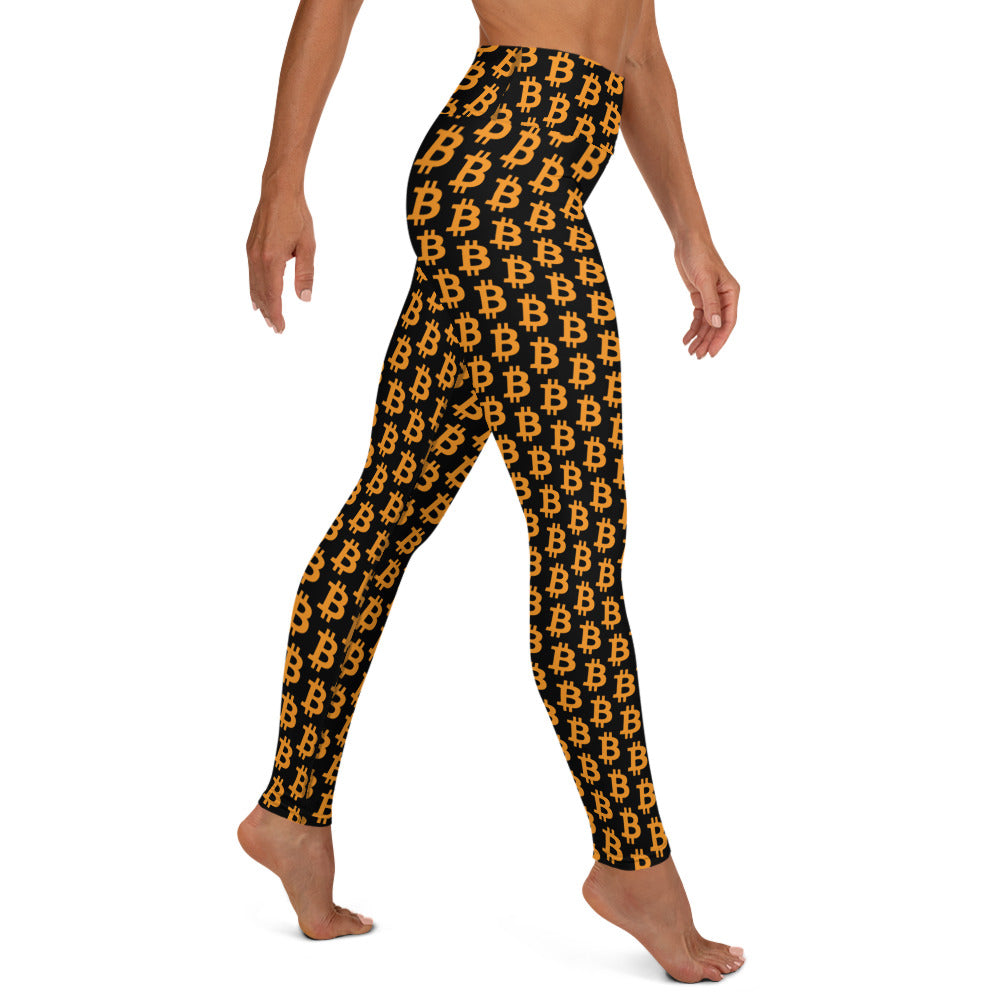 Bitcoin Polka Dot Black Yoga Leggings