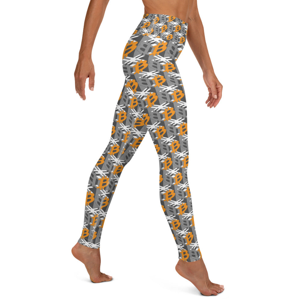 Bitcoin Dice Lattice Gray Yoga Leggings