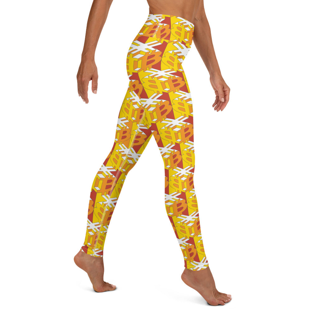 Bitcoin Dice Lattice Red Yoga Leggings