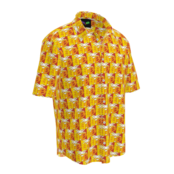 Bitcoin Dice Lattice Men's Linen Short Sleeve Button Up Shirt - Red