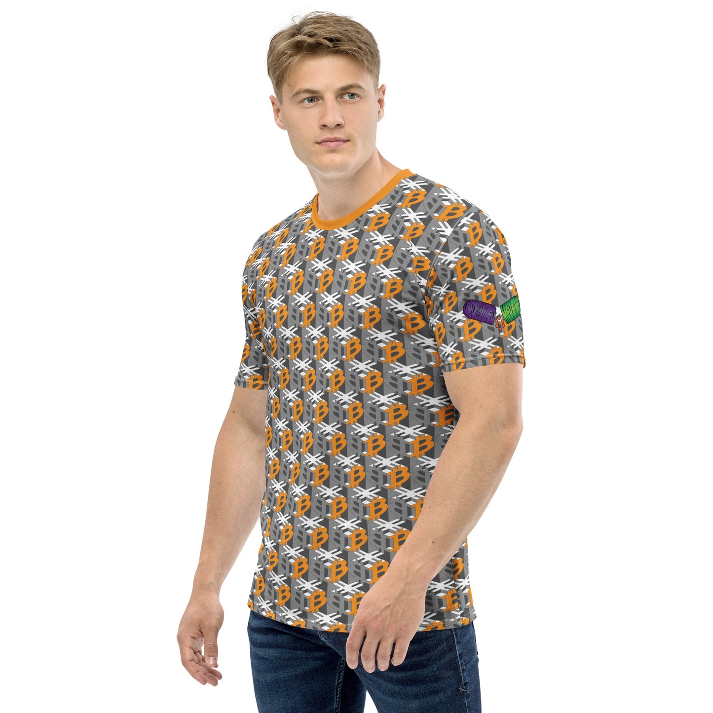 Bitcoin Dice Lattice Men's Crew Neck T-Shirt - Gray