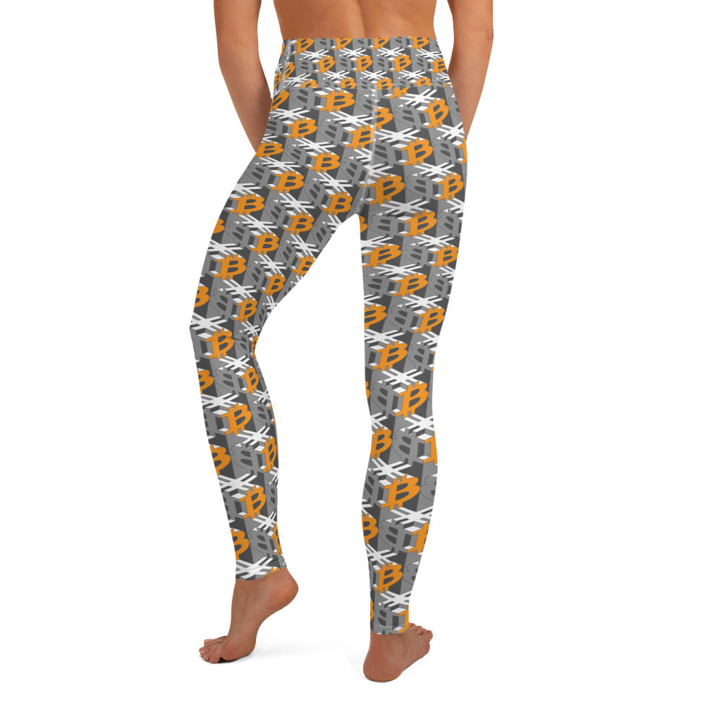 Bitcoin Dice Lattice Gray Yoga Leggings