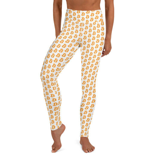 Bitcoin Polka Dot White Yoga Leggings