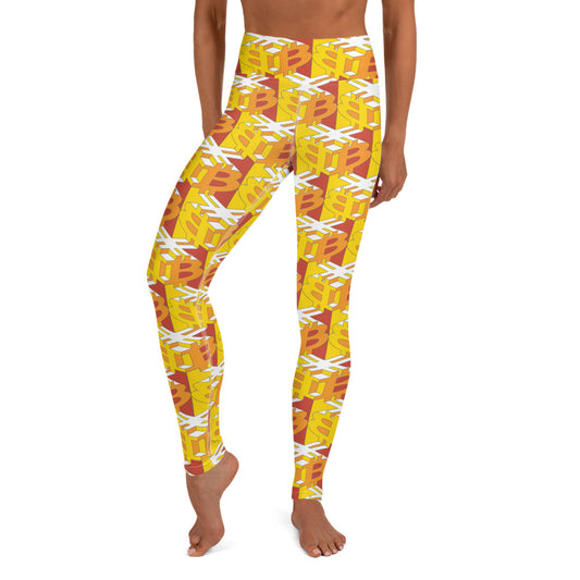 Bitcoin Dice Lattice Red Yoga Leggings