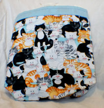 Vehicle Trash Bag - Multi-color Cats with Baby Blue Trim